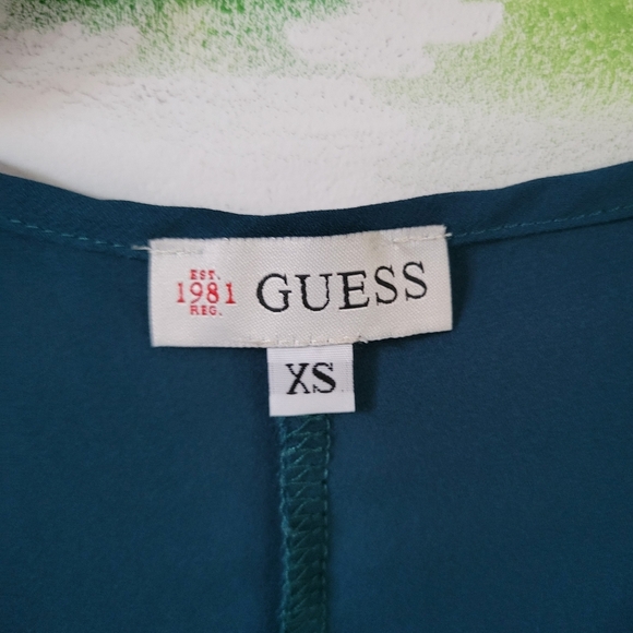 Guess Teal Sleeveless Sheer Blouse. - Picture 4 of 5